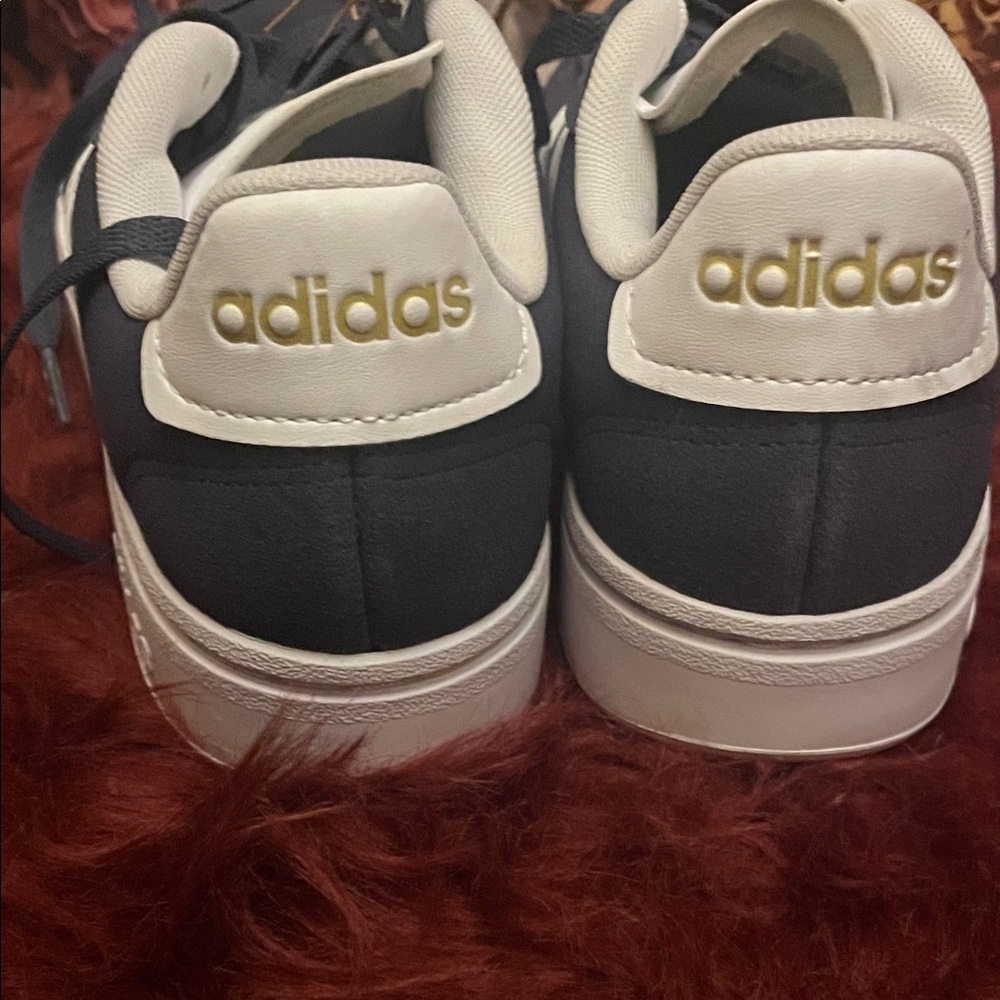 #48 Adidas Grand Court Alpha Dark Blue suede&White leather stripes NWT men 7.5sz - Picture 6 of 8